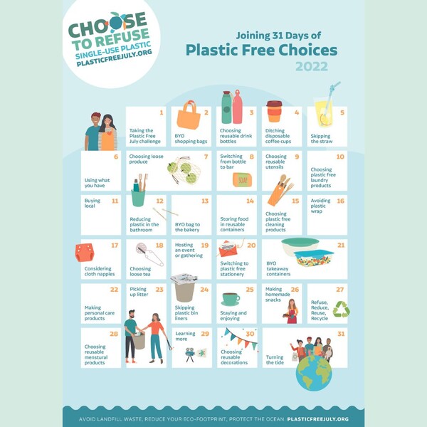 '31 Days of Plastic Free Choices' 달력 (사진 Plastic Free July 공식 페이스북)/뉴스펭귄