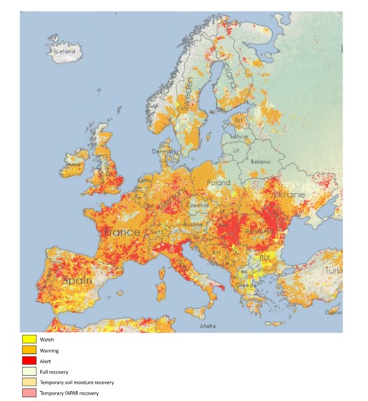 유럽 전역의 가뭄 현황