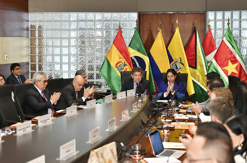 2019년 당시 아마존 보존을 위해 △브라질 △콜롬비아 △볼리비아 △에콰도르 △페루 △수리남 △프랑스령 가이아나 등 총 7개국이 콜롬비아의 레티시아에서 공동 협약을 맺었다. (사진 flcirk Ministerio de Relaciones Exteriores)/뉴스펭귄