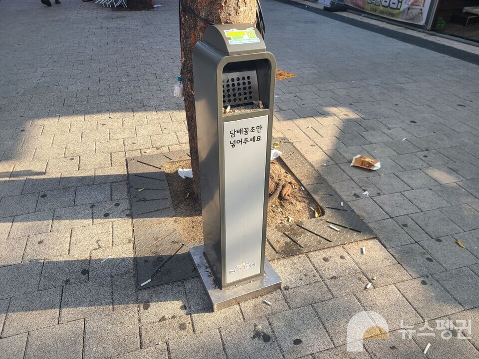 지난달 서울시 도봉구에 설치된 KT&G 담배꽁초 수거함. (사진 조은비 기자)/뉴스펭귄