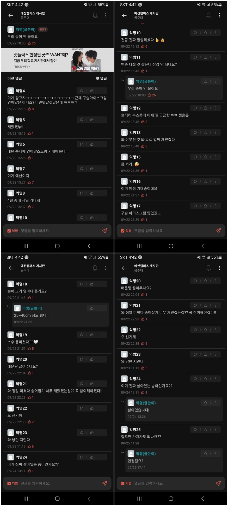 홍보 게시물에 달린 댓글들. (사진 A 씨 제공)/뉴스펭귄