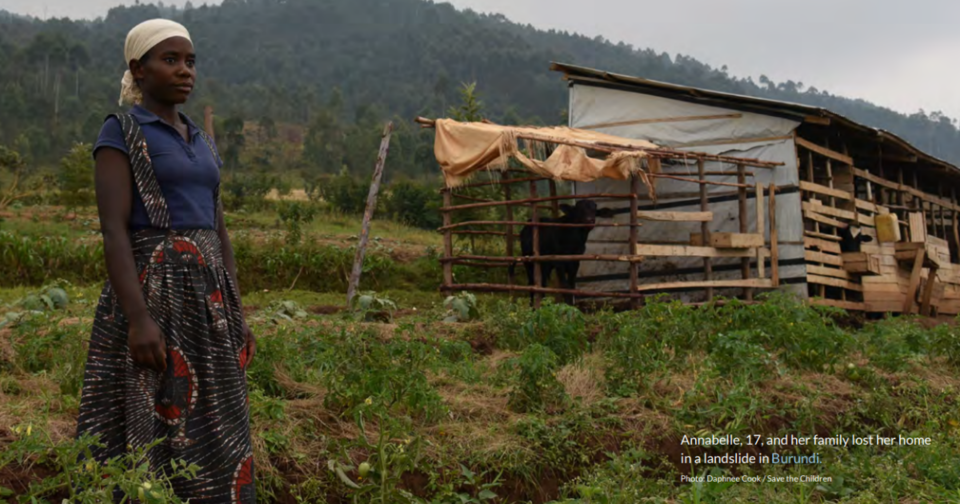기후위기로 집 잃은 부룬디의 한 소녀. (사진 세이브더칠드런)/뉴스펭귄