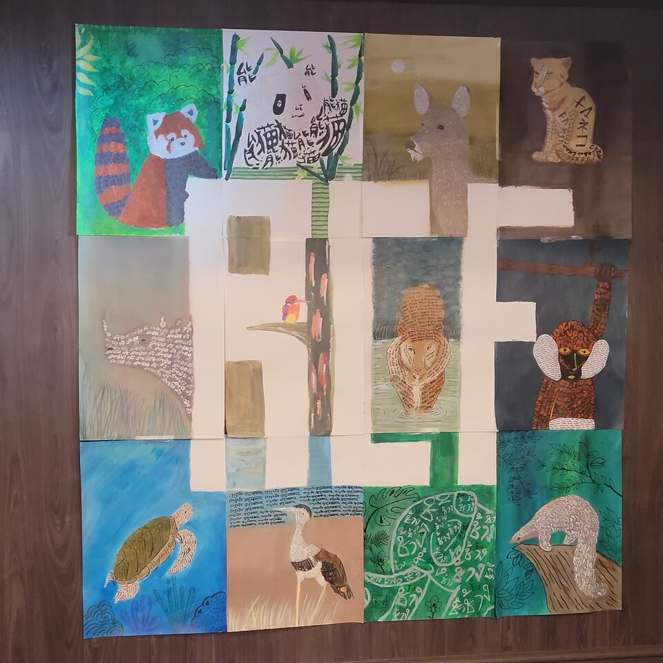 12가지 언어로 그린 동물 그림을 모두 모으면 글자가 완성된다. (사진 진관우 작가 제공)/뉴스펭귄