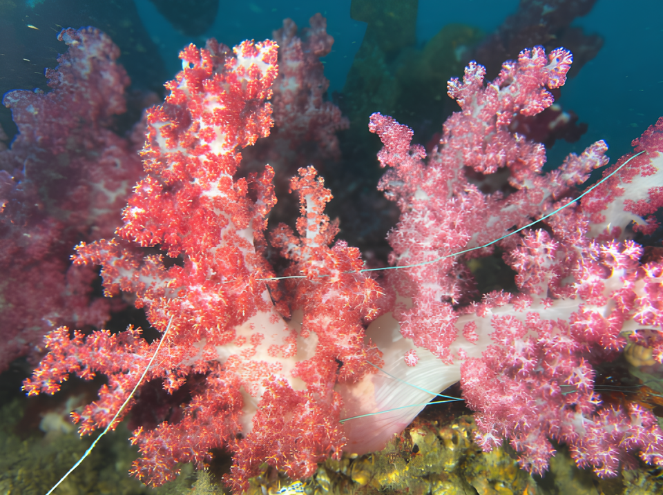 고명효 해녀는 "낚시 쓰레기에 엉켜 잘려나간 산호와 관광잠수함 운행 과정에서 뭉개진 산호 서식지를 보며 심각함을 인식하고 변화를 기록하는 활동에 더 열심히 참여하게 됐다"고 말했다. (사진 고명효 파란 산호탐사대원)/뉴스펭귄
