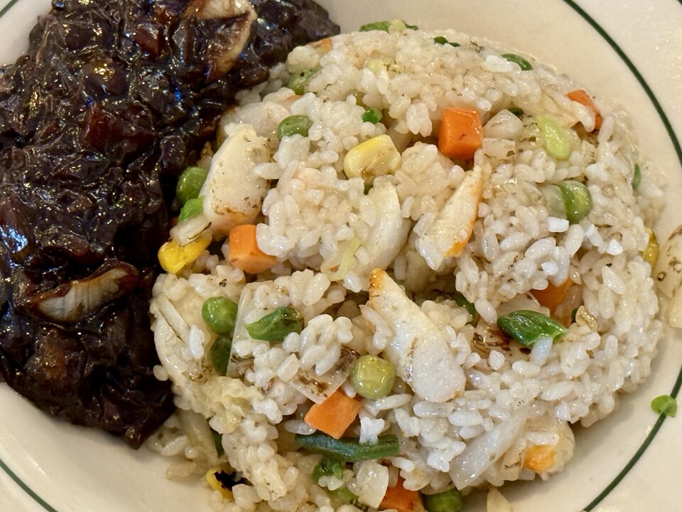 곤약으로 만든 식물성 새우가 들어간 새우볶음밥. (사진 곽은영 기자)/뉴스펭귄