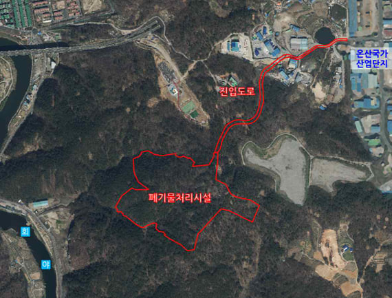 울산 울주군 온산읍 산업폐기물매립장 예정지. (사진 환경영향평가 초안 캡처)/뉴스펭귄