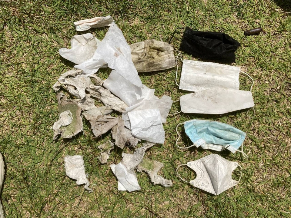 사진은 과거 코로나19가 장기화 하던 시절 곳곳에 버려져 있던 마스크와 물티슈. (사진 핫핑크돌핀스)/뉴스펭귄
