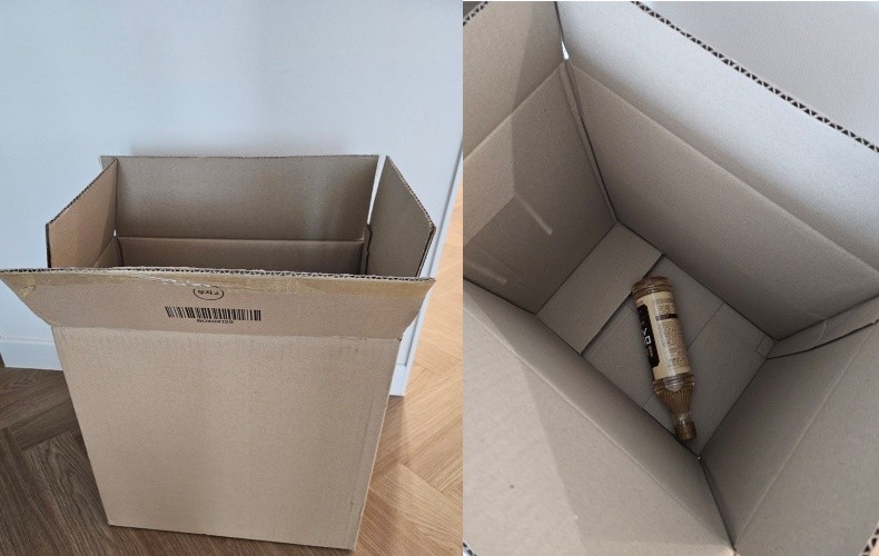 지난 1일 한 누리꾼이 커다란 박스에 담겨 배송된 맛술 사진을 공개해 쿠팡 로켓배송 과대포장에 대한 오래된 논란을 불렀다. 어제, 오늘 일이 아니지만 업계 반대에 막힌 규제는 '계도기간'이란 명목 하에 유야무야돼 버렸다.  (사진 온라인커뮤니티)/뉴스펭귄