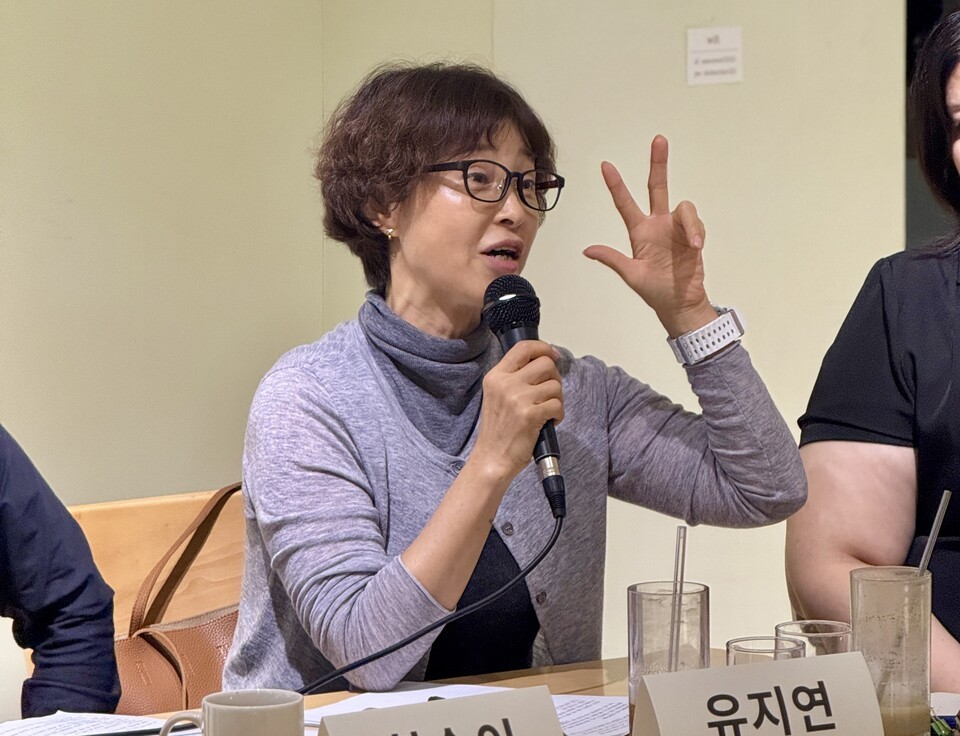 유지연 선별원이 분리배출 단계의 중요성을 말하고 있다. (사진 곽은영 기자)/뉴스펭귄